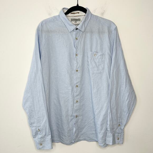 Ted Baker London Other - TED BAKER Button Down Shirt Mens Size 3XL Linen Blend Blue Wedding Guest Party